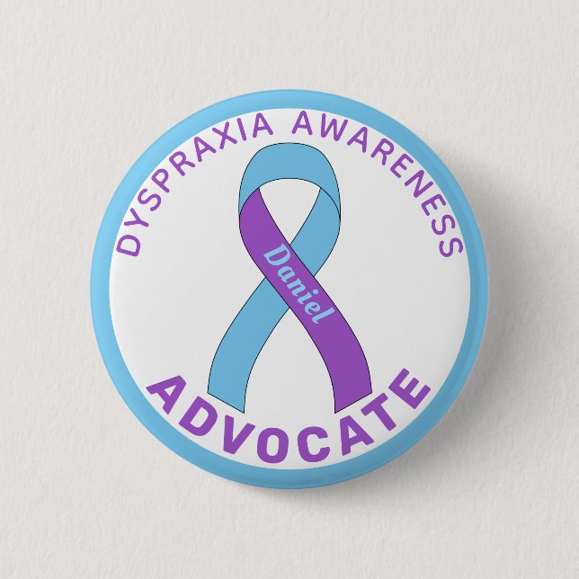 Dyspraxia Awareness Advocate Ribbon White Button (Front)