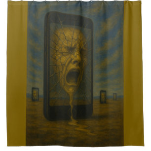 Dystopian Phone Screen Scream Shower Curtain