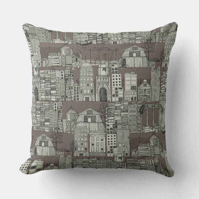 dystopian toile drab cushion (Front)