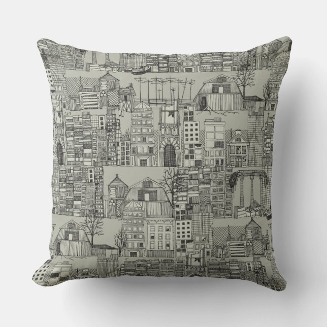 dystopian toile mono cushion (Front)