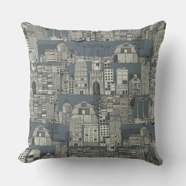 dystopian toile slate cushion (Front)