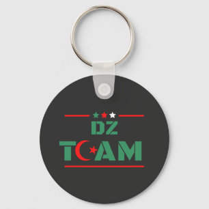 DZ TEAM With Algerian Flag Red Crescent & Star DZ  Key Ring