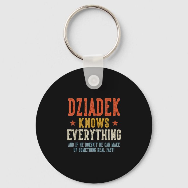 Dziadek knows everything father's day retro key ring (Front)