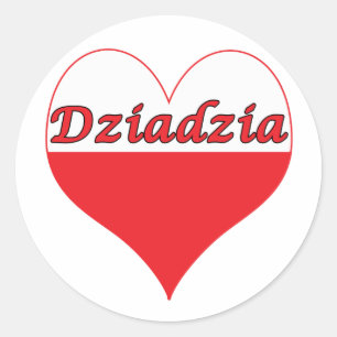 Dziadzia Polish Heart Classic Round Sticker