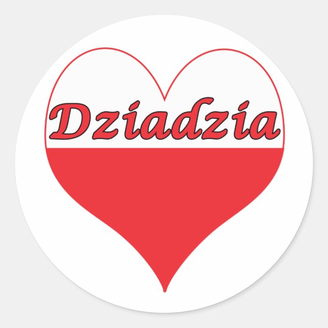 Dziadzia Polish Heart Classic Round Sticker (Front)