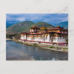 Dzong Building By River Postcard