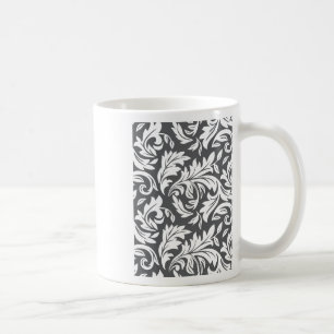 E0001 Dark Grey - Retro Floral Pattern Graphic Coffee Mug