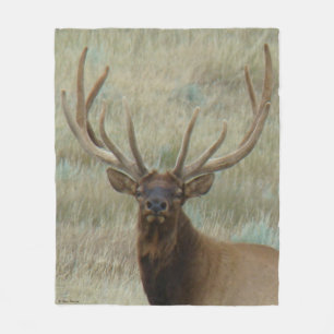 E10 Bull Elk in Velvet Head Shot Fleece Blanket