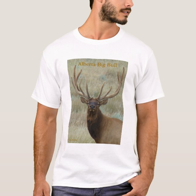 E10 Bull Elk in Velvet Head Shot T-Shirt (Front)
