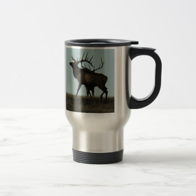E14 Bull Elk Silhouette Bulls Travel Mug (Right)