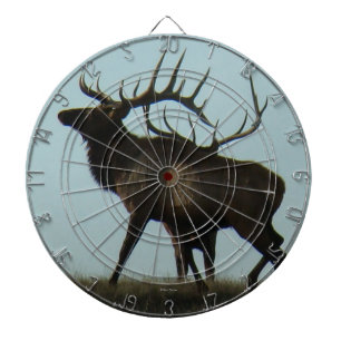 E14 Bull Elk Silhouette Horns on the Horizon Dartboard