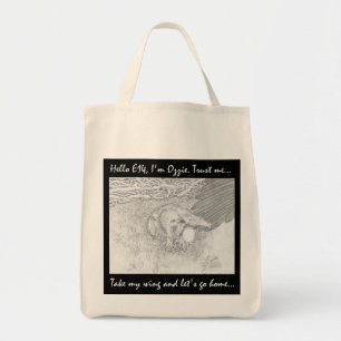 E14 GOING HOME ON OZZIE’S WING LARGE LETTERING TOTE BAG
