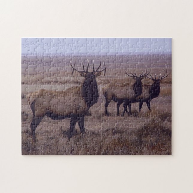 E19 Bull Elk Double Drop Tines Jigsaw Puzzle (Horizontal)