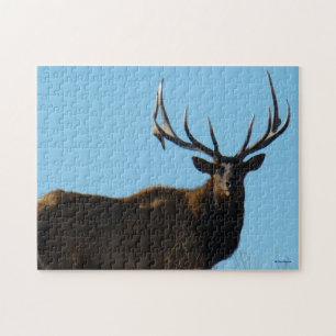 E27 Bull Elk Sky Lined Jigsaw Puzzle