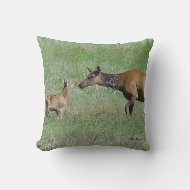 E3 Cow and Calf Elk Nose to Nose Cushion (Front)