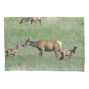 E3 Cow Elk and Calves Nose to Nose Pillowcase