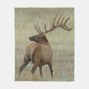 E6 Bull Elk in Velvet Fleece Blanket
