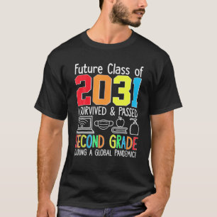 E6RN Colourful Class Of 2031 Second Grade Back To T-Shirt