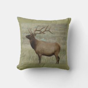E8 Bull Elk in Velvet Cushion