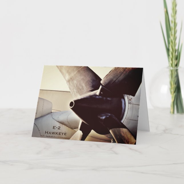 E-2 Hawkeye Propeller Military Airplane Birthday Card (Front)