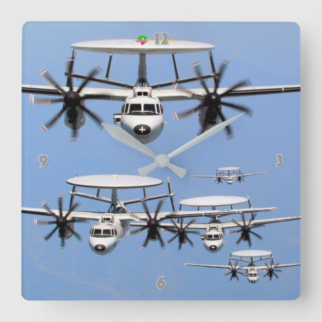 E-2 HAWKEYE SQUARE WALL CLOCK (Front)