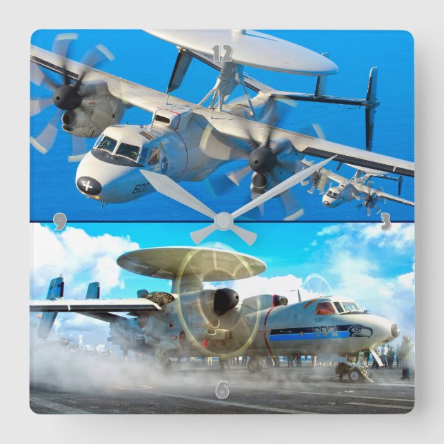E-2 HAWKEYE SQUARE WALL CLOCK (Front)