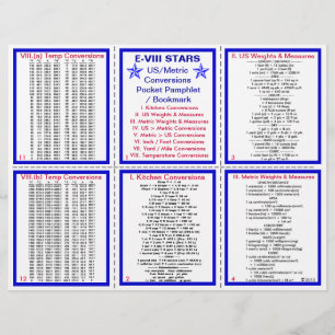 E-8** US / Metric Conversions Pocket Pamphlet Flyer