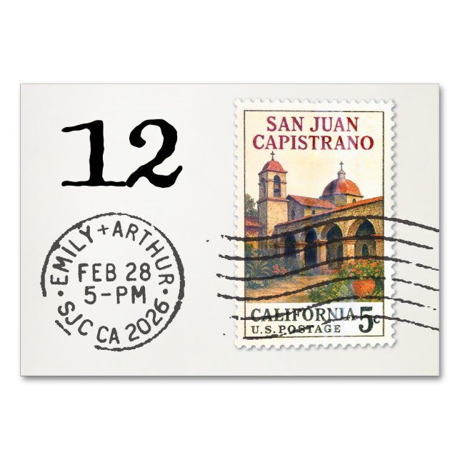 E&A Wedding Reception Table Card 12 SJ Capistrano (Back)