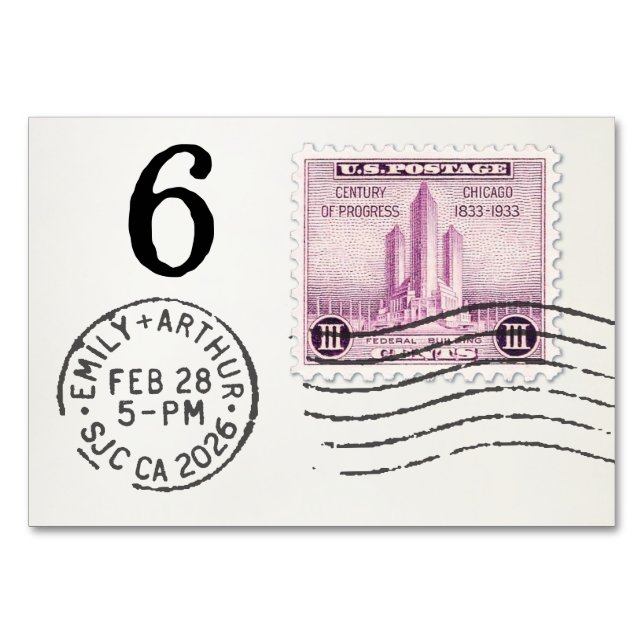 E&A Wedding Reception Table Card 6 Chicago (Back)