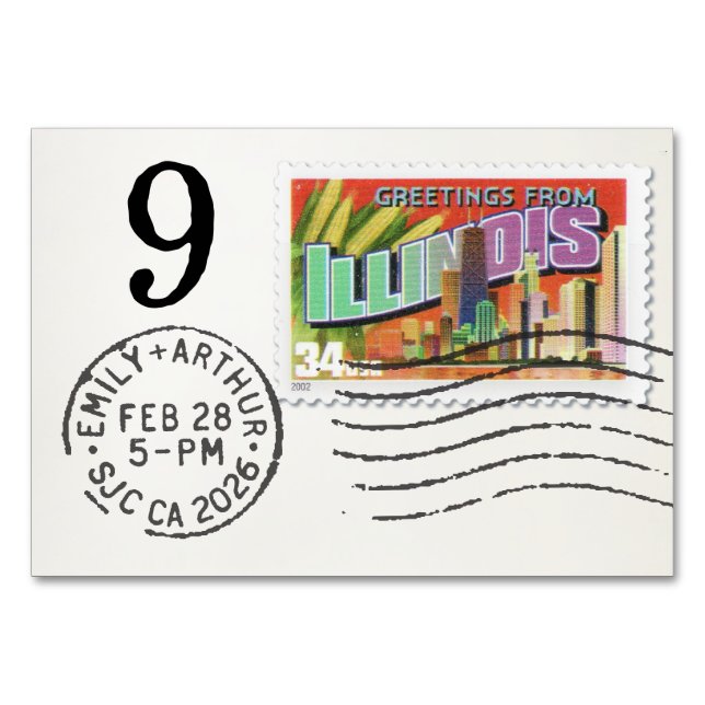 E&A Wedding Reception Table Card 9 Illinois (Back)