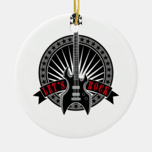 e-bass guitar let's rock ceramic ornament