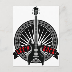 e-bass guitar let's rock postcard