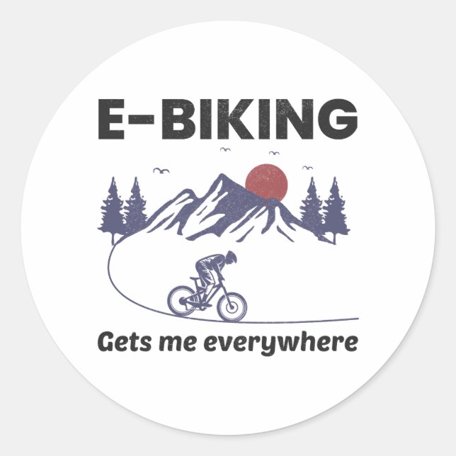 E-Bike Electric Bike E-Cyclist Bicycling Bicycle Classic Round Sticker (Front)
