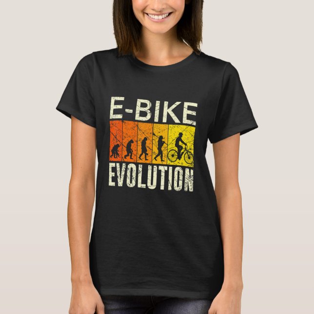 E Bike Evolution Monkey Human Development Bicycle  T-Shirt (Front)