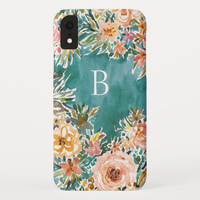 E-BULLIENCE Lush Floral Monogram Case-Mate iPhone Case (Back)