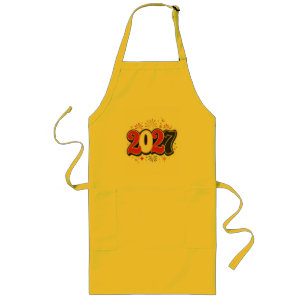 e Cheers to 2027 New Year Celebration Modern Retr Long Apron