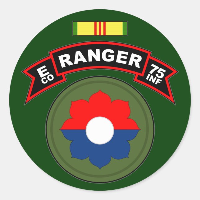 E Co, 75th Infantry Regiment - Rangers, Vietnam Classic Round Sticker (Front)
