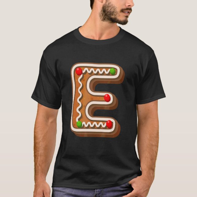 E Cutest Capital Christmas Cookie Alphabet Letter  T-Shirt (Front)