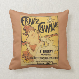 E. Debray Champagne Advertisement Poster Cushion
