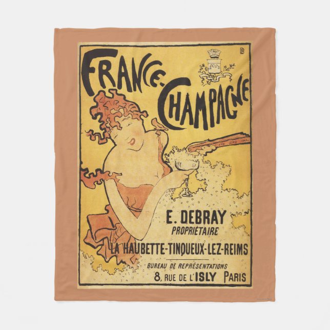 E. Debray Champagne Advertisement Poster Fleece Blanket (Front)