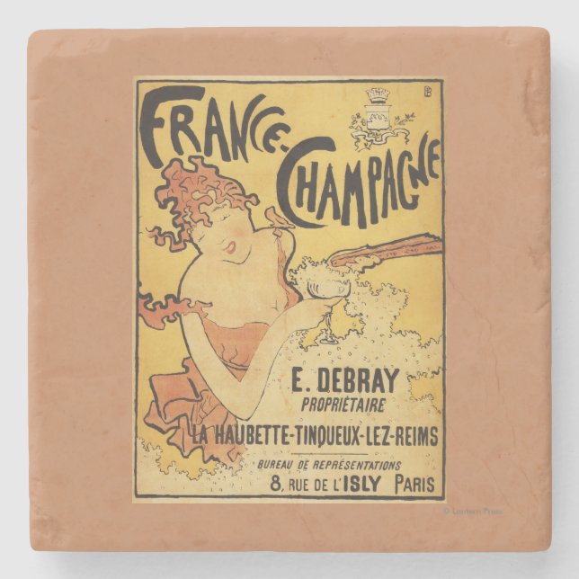 E. Debray Champagne Advertisement Poster Stone Coaster (Front)