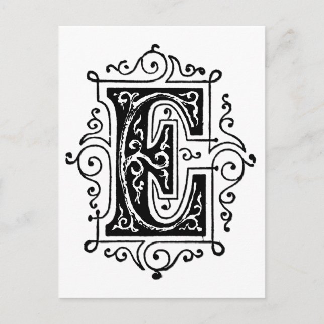E Decorative Letter Postcard (Front)