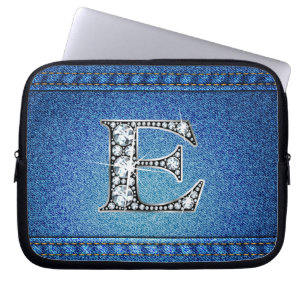 E "Diamond" Denim Stitching Electronics Bag