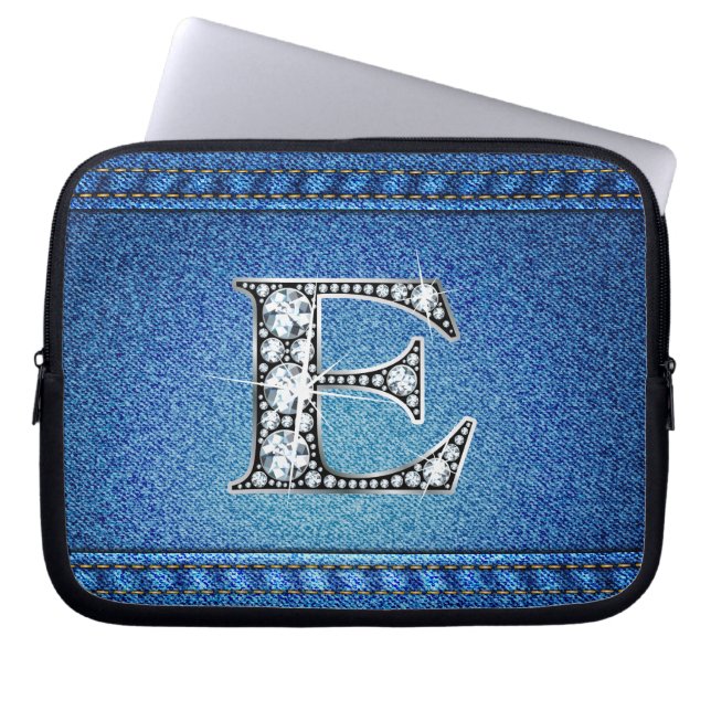 E "Diamond" Denim Stitching Electronics Bag (Front)