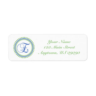 E Dot Circle Mongram Address Label (Mint / Blue) Return Address Label