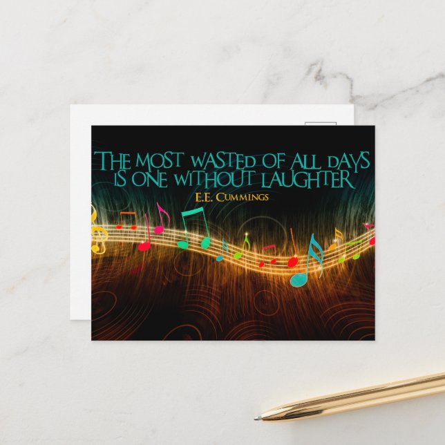 E. E. Cummings Inspirational Quote "Laughter" Postcard (Front/Back In Situ)