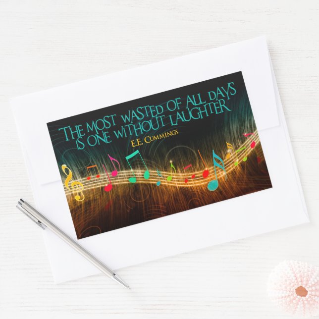 E. E. Cummings Inspirational Quote "Laughter" Rectangular Sticker (Envelope)