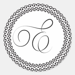 E Elegant Monogram Classic Round Sticker