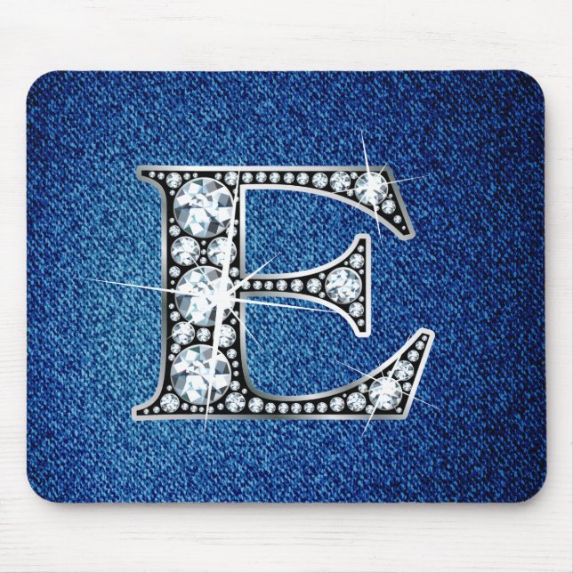 E Faux-"Diamond Bling" on Denim Mousepad (Front)