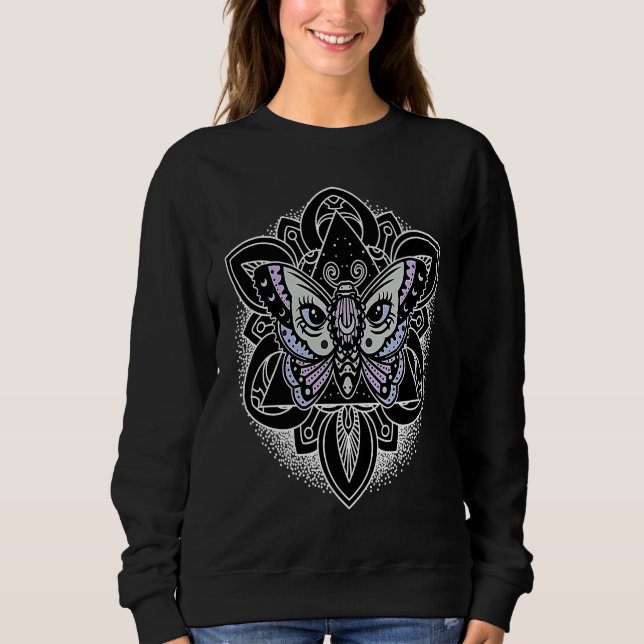 E Girl Occult Aesthetic Moth Pastel Goth Occult Wi Sweatshirt (Front)